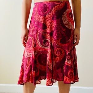 90s Style Red Midi Skirt